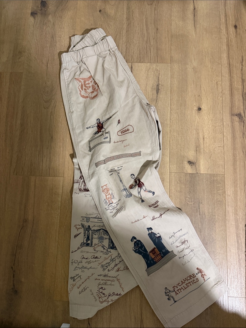 Samuel Zelig - Men's Tan Illustrated Chino Pants with Athletic Motifs